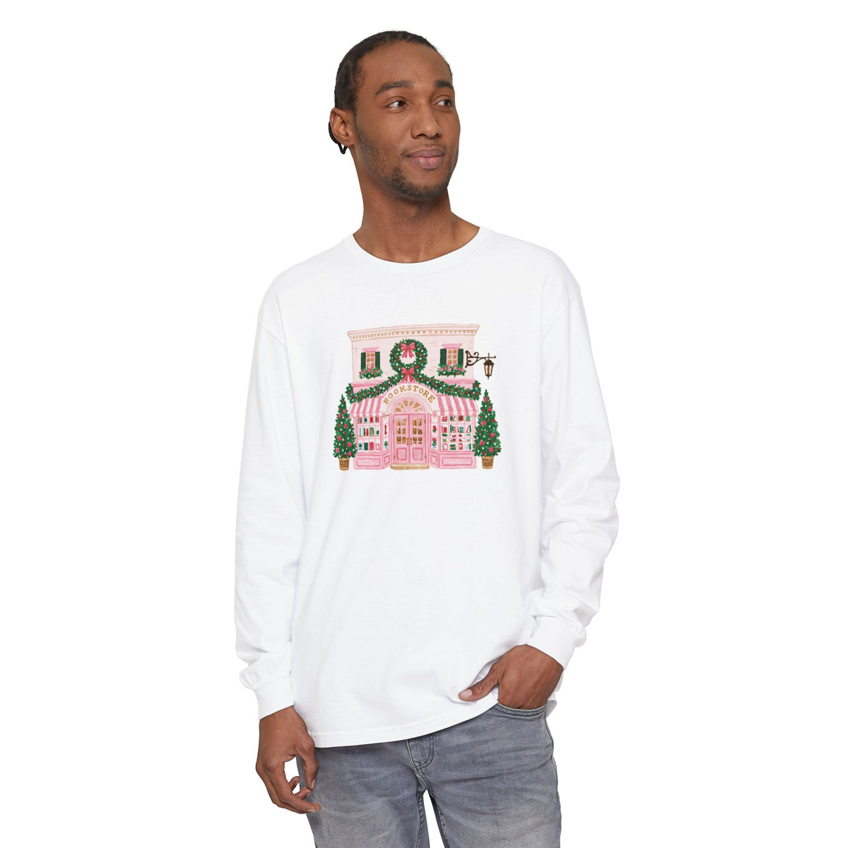Pink Bookstore Comfort Colors Long Sleeve T-Shirt