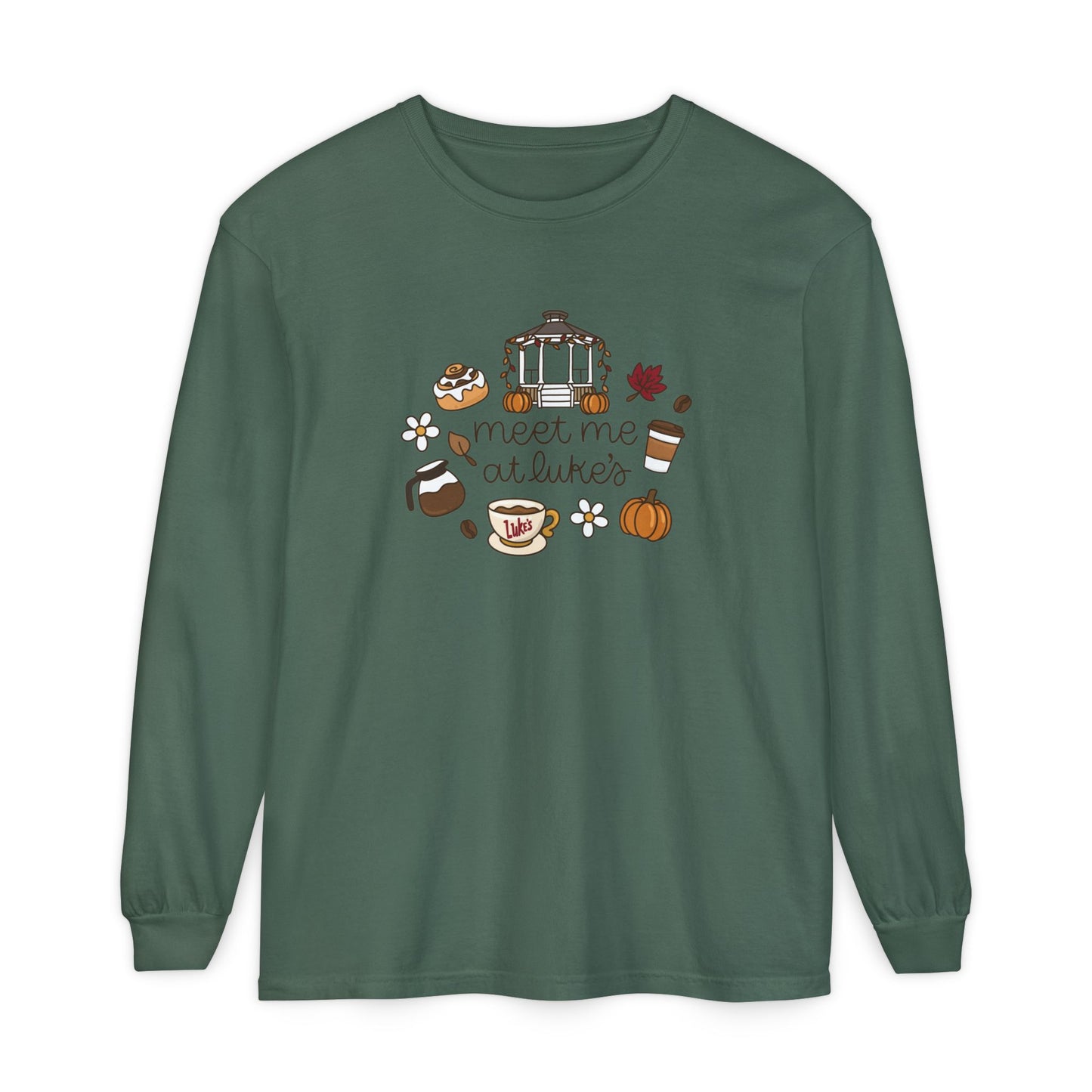 Meet me at Luke's Comfort Colors Garment-dyed Long Sleeve T-Shirt