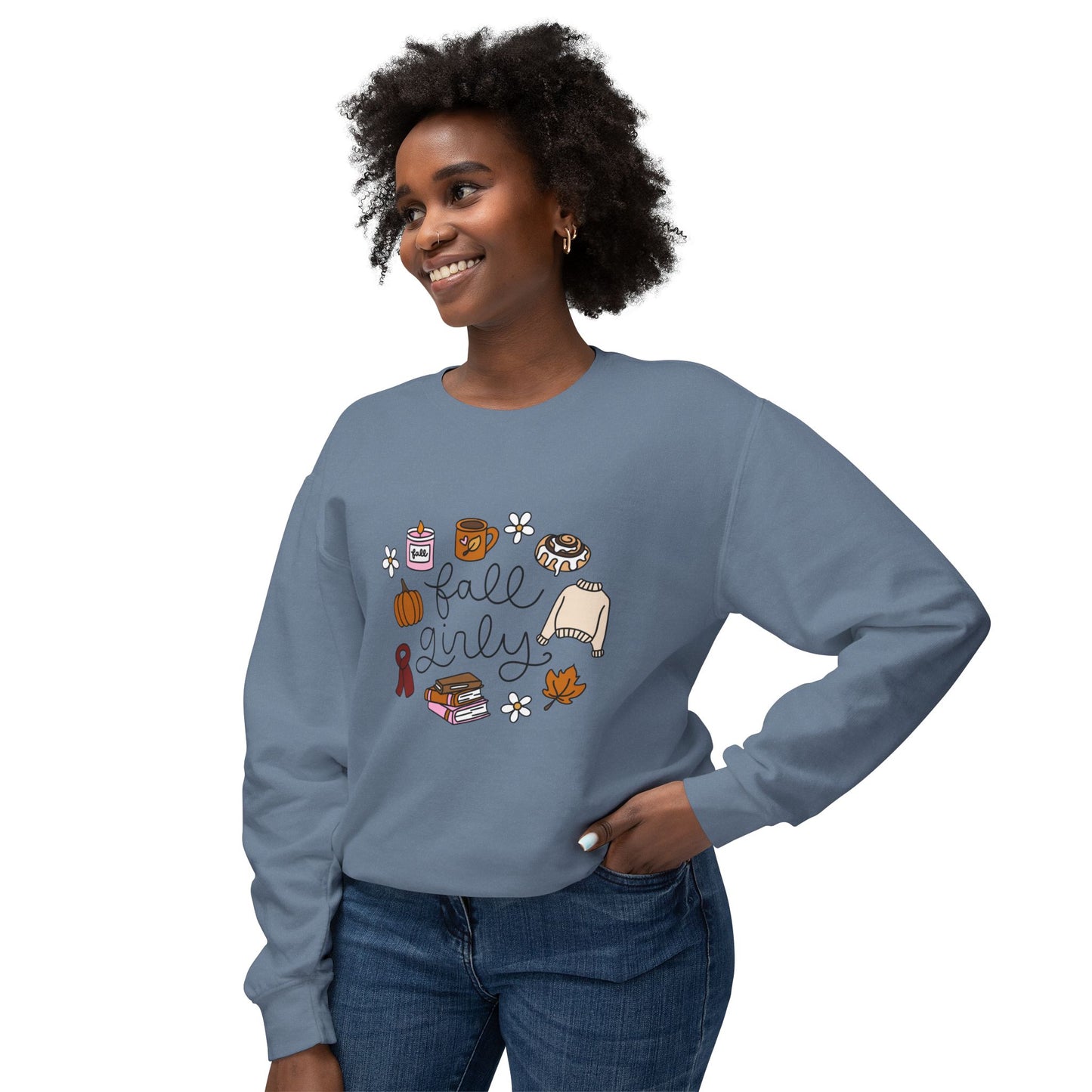 Fall girly Comfort Colors Lightweight Crewneck Sweatshirt