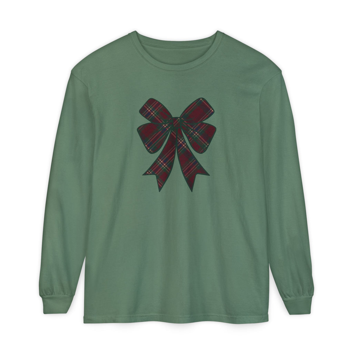 Christmas Bow Comfort Colors Long Sleeve T-Shirt