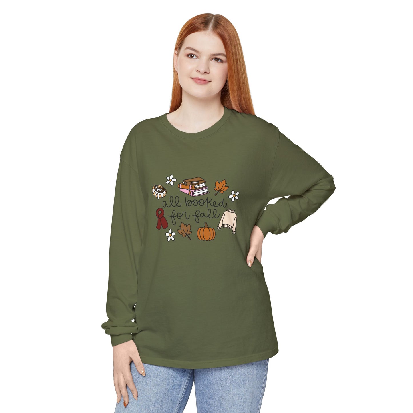 All Booked for Fall Comfort Colors Long Sleeve T-Shirt