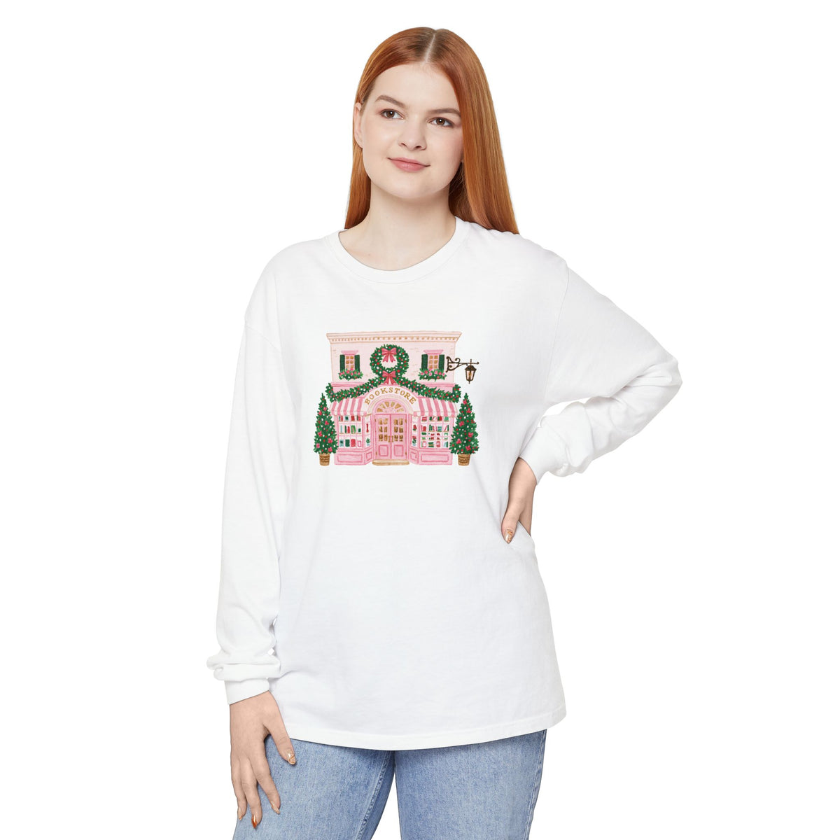 Pink Bookstore Comfort Colors Long Sleeve T-Shirt