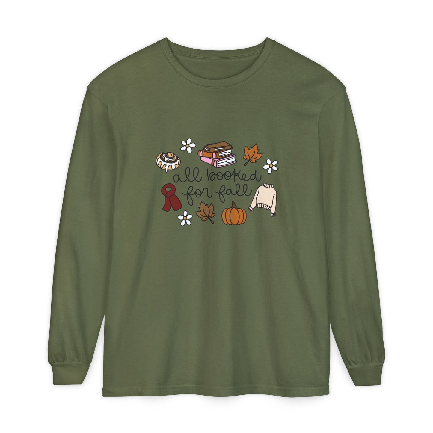 All Booked for Fall Comfort Colors Long Sleeve T-Shirt
