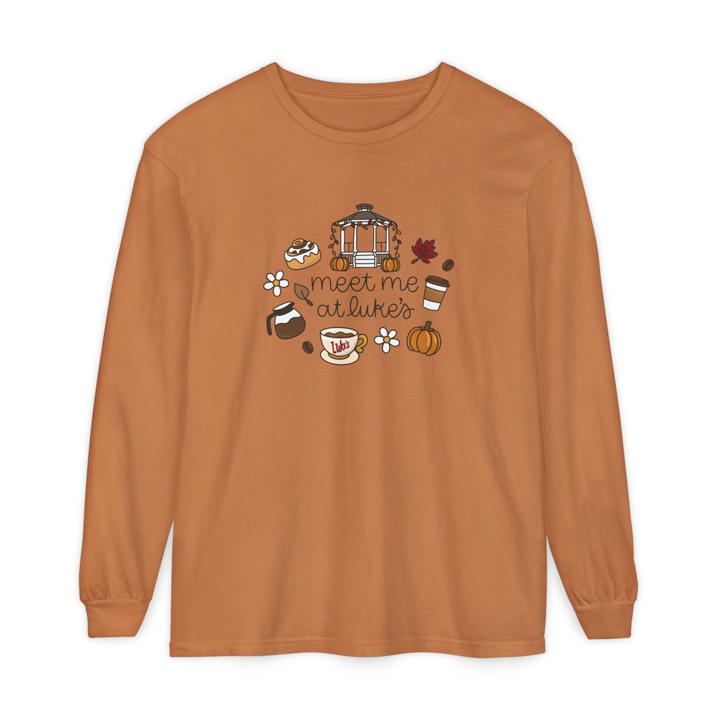 Meet me at Luke's Comfort Colors Garment-dyed Long Sleeve T-Shirt