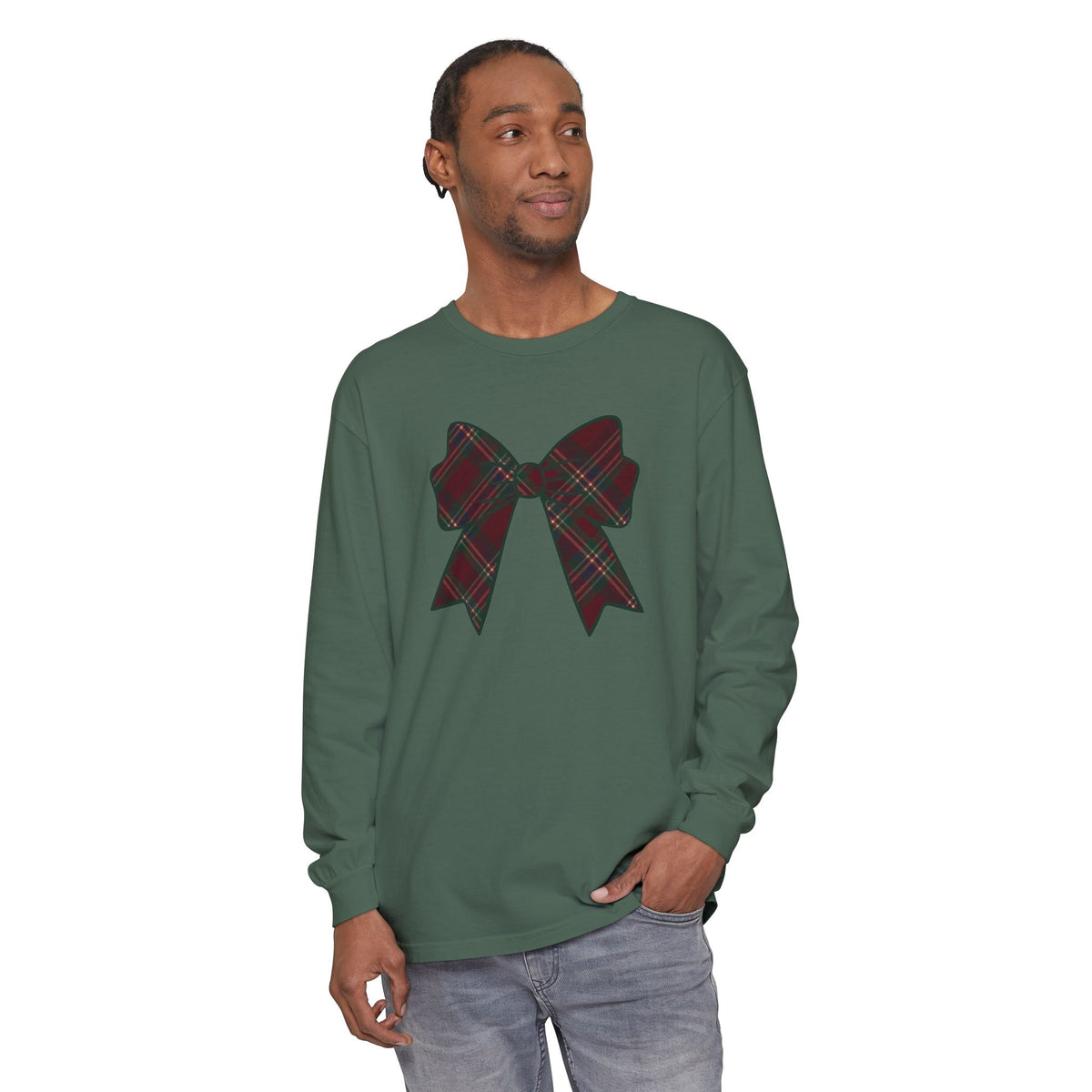 Holiday Bow Comfort Colors Long Sleeve T-Shirt