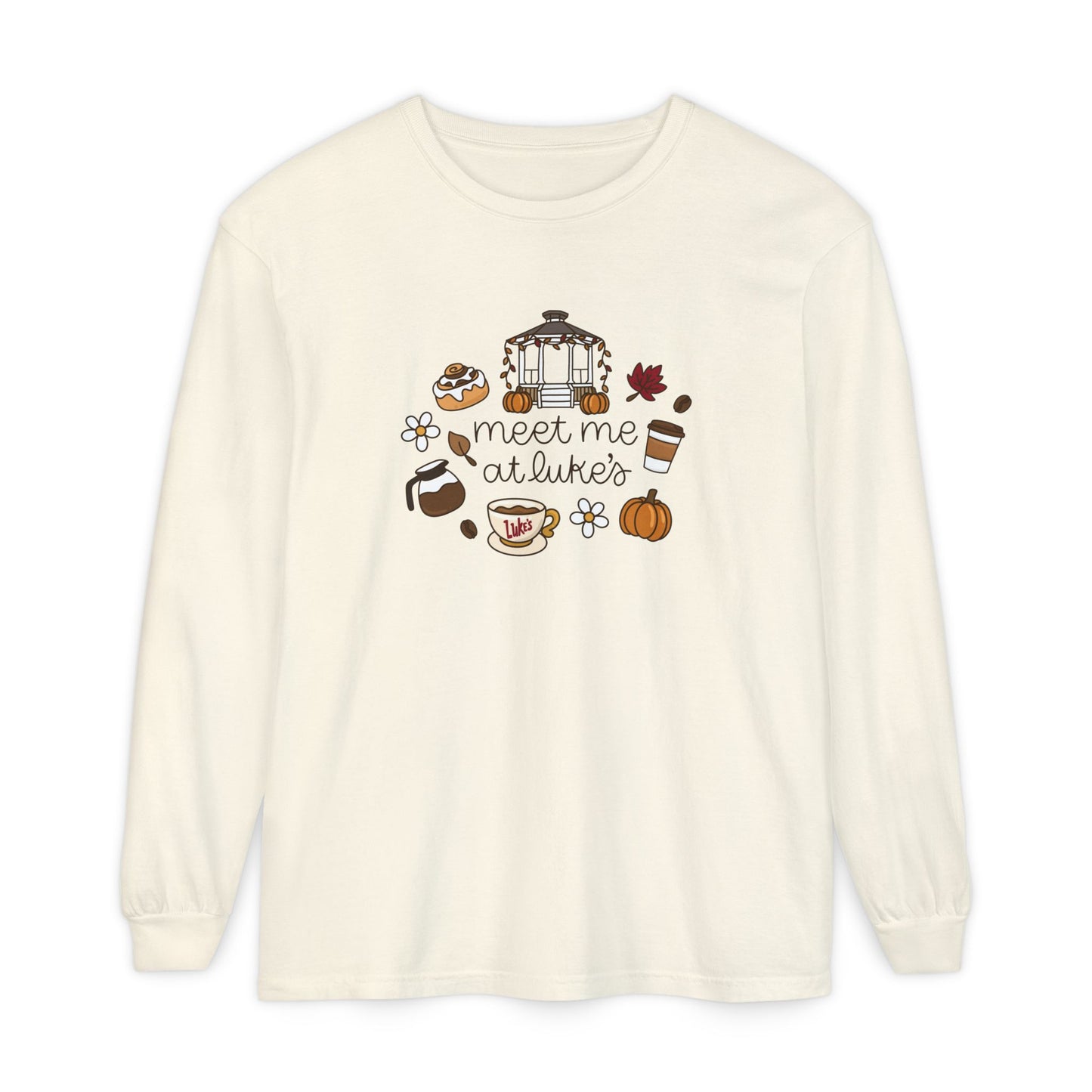 Meet me at Luke's Comfort Colors Garment-dyed Long Sleeve T-Shirt