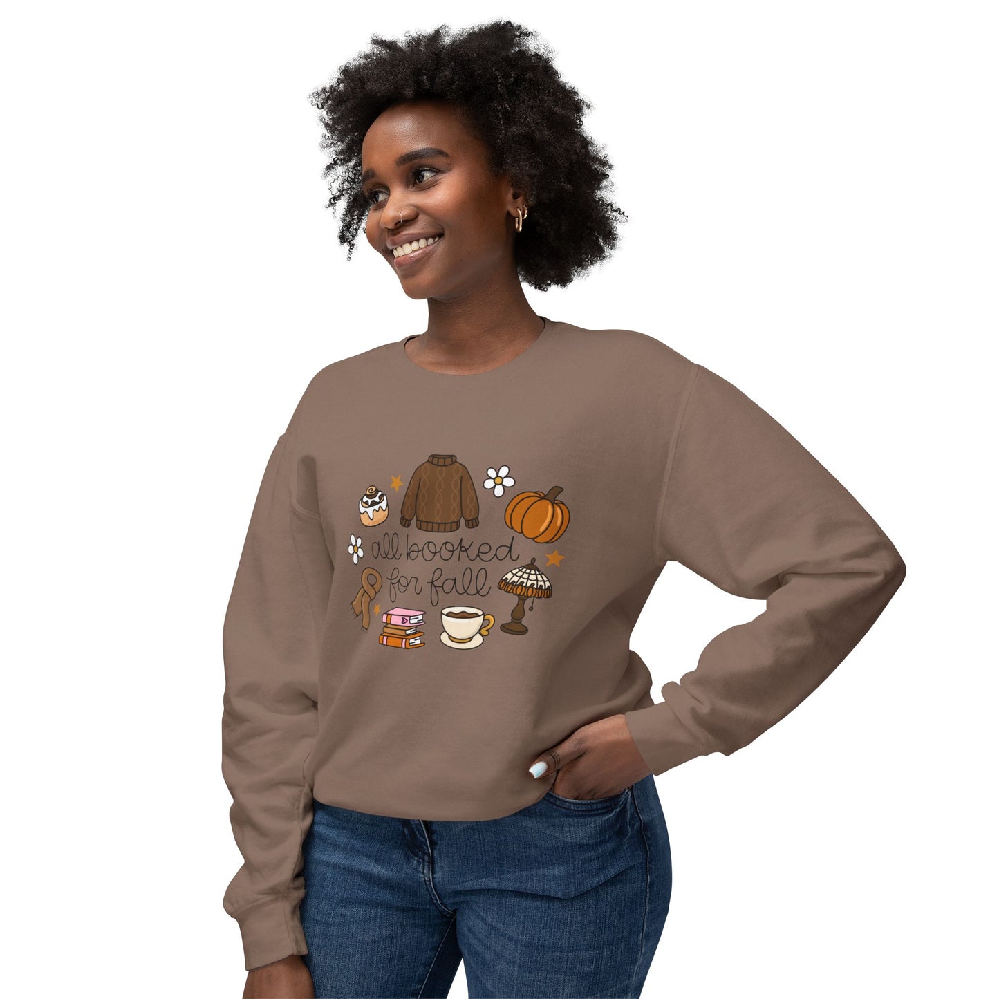 All Booked for Fall Comfort Colors Lightweight Crewneck Sweatshirt