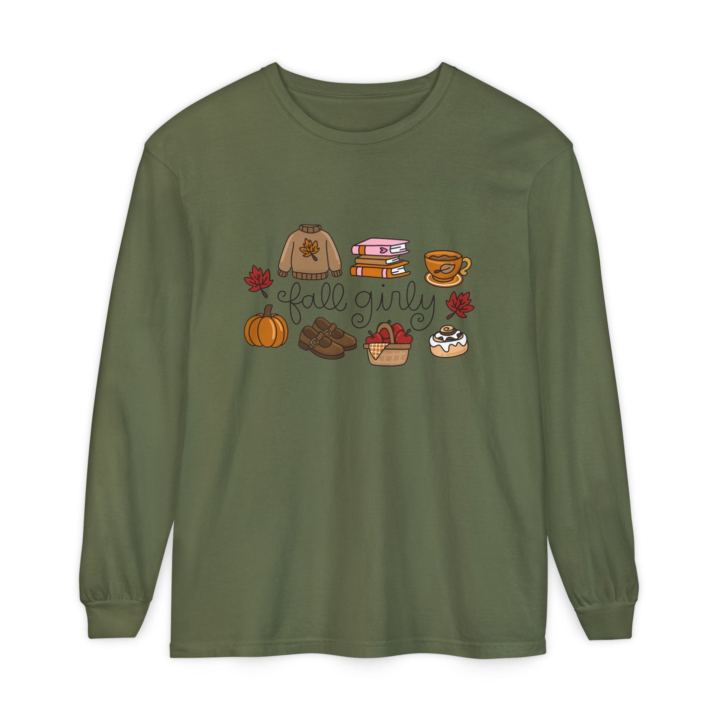 Fall Girly Comfort Colors Long Sleeve T-Shirt