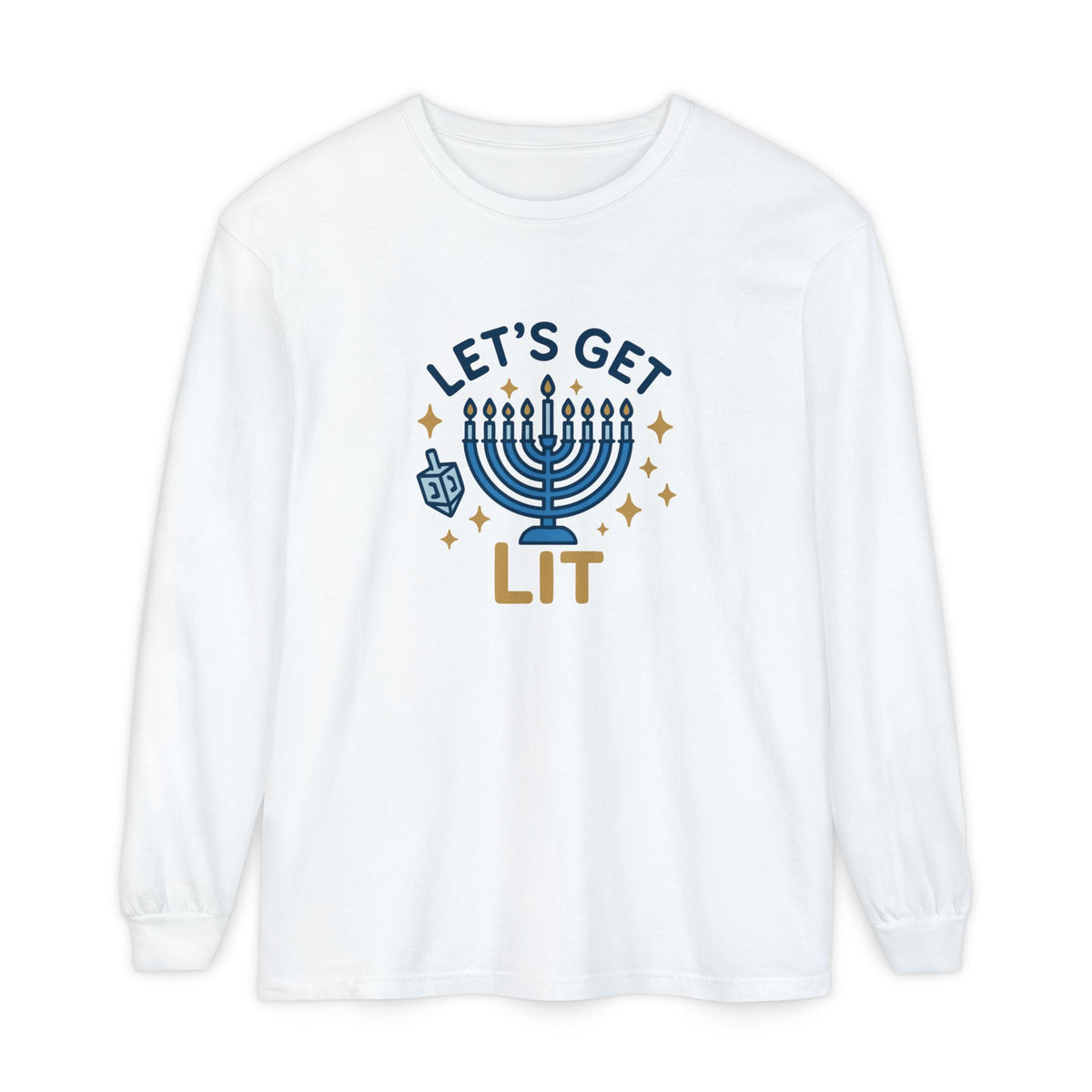 Hanukkah Lets Get Lit Comfort Colors Long Sleeve T-Shirt