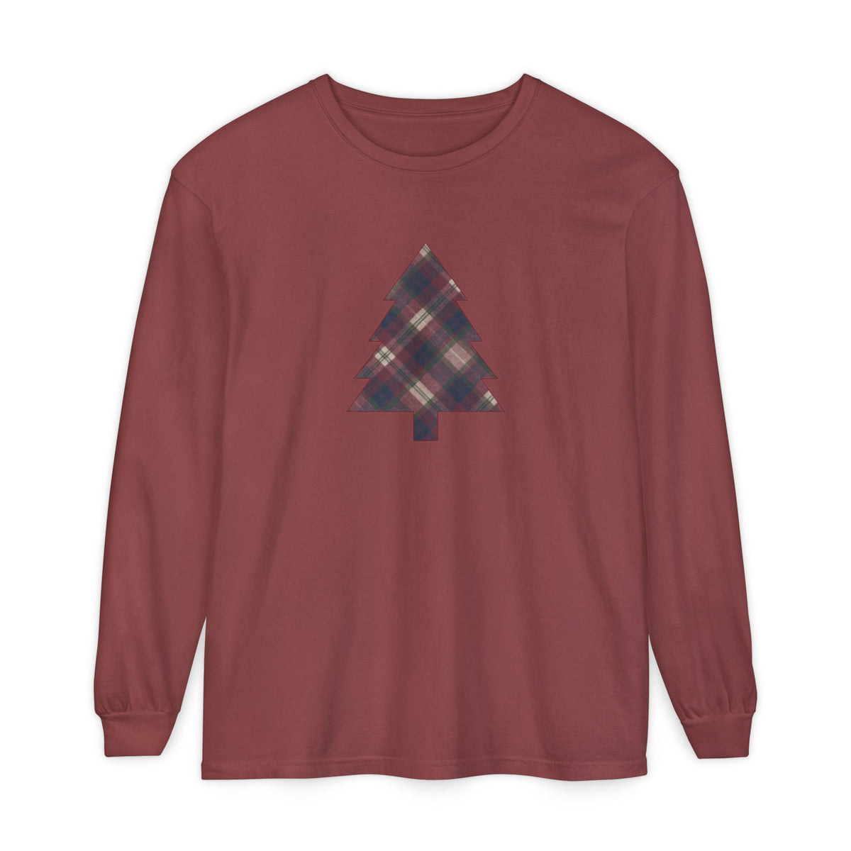 Cozy Plaid Tree Comfort Colors Long Sleeve T-Shirt
