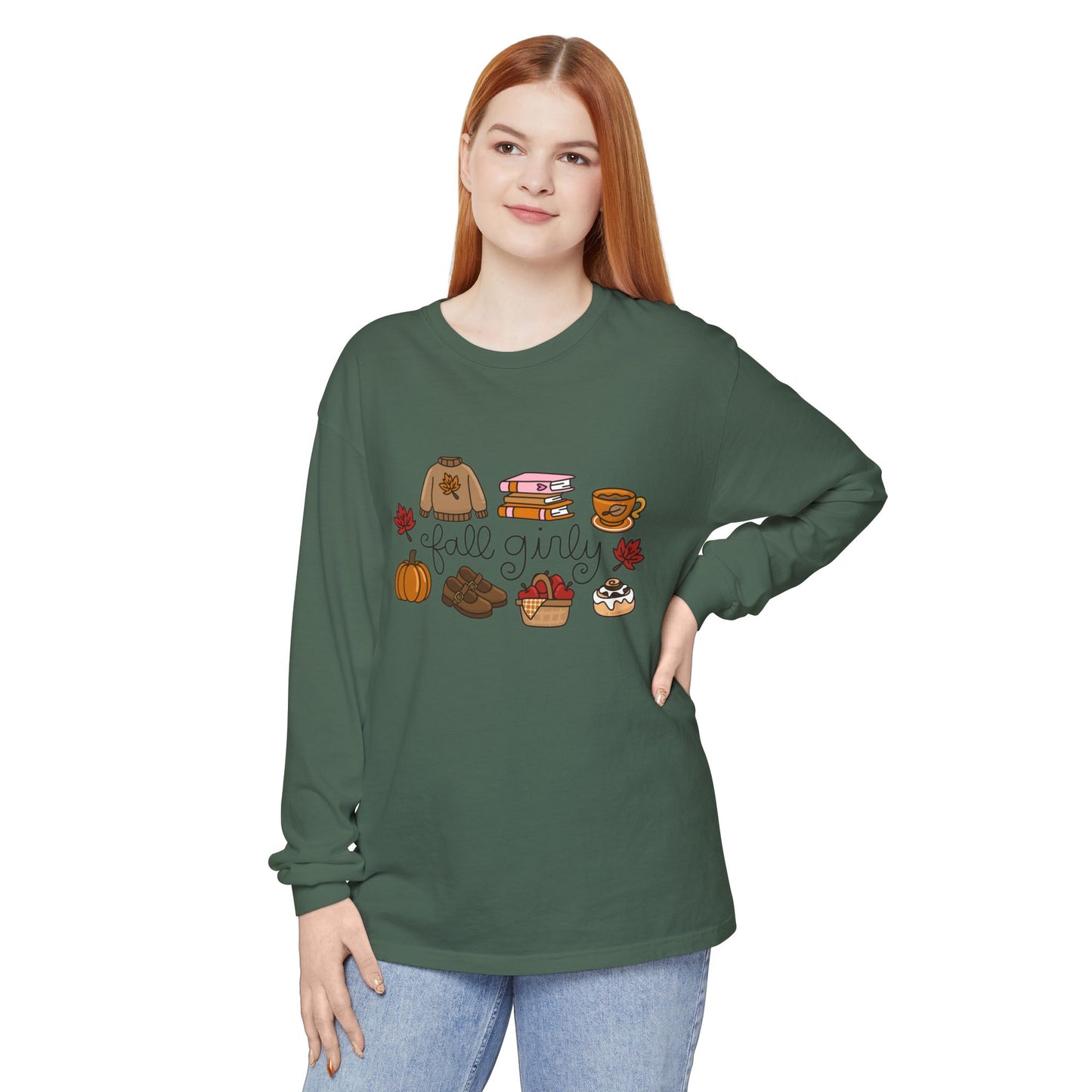 Fall Girly Comfort Colors Long Sleeve T-Shirt