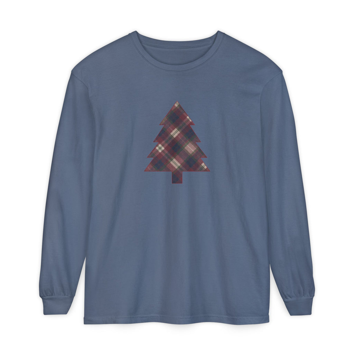 Cozy Plaid Tree Comfort Colors Long Sleeve T-Shirt