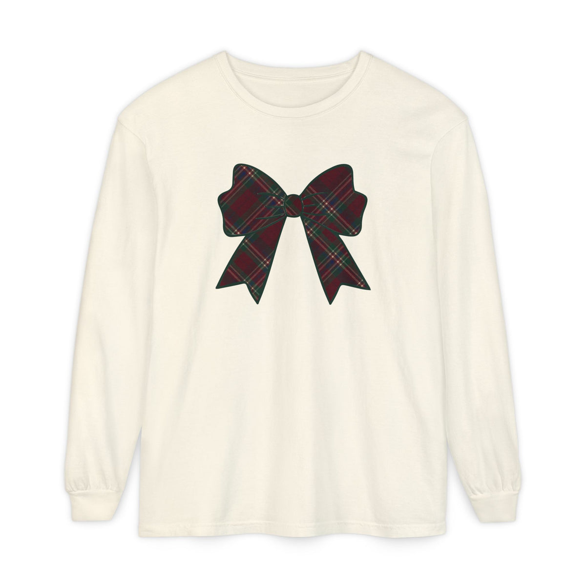 Holiday Bow Comfort Colors Long Sleeve T-Shirt