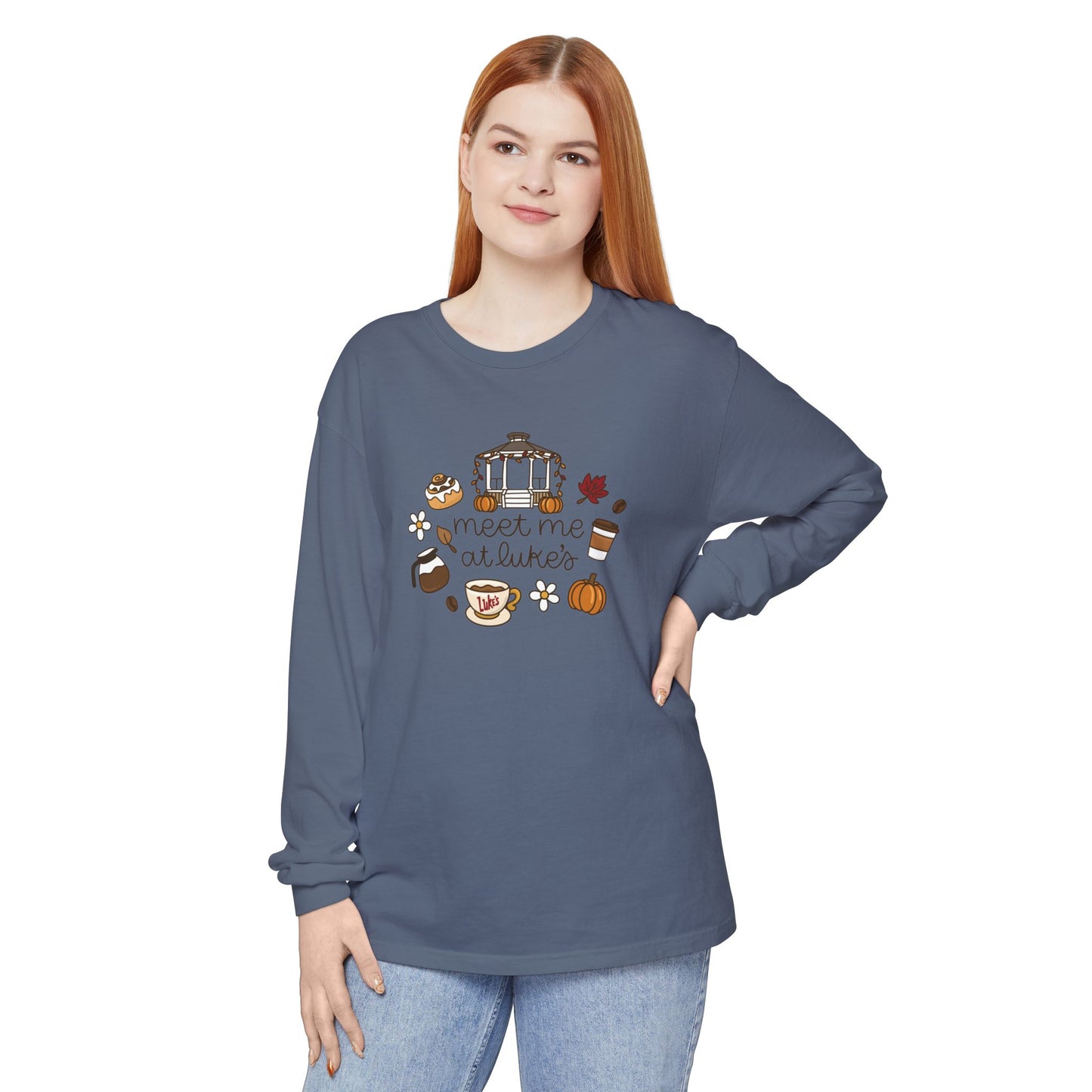 Meet me at Luke's Comfort Colors Garment-dyed Long Sleeve T-Shirt