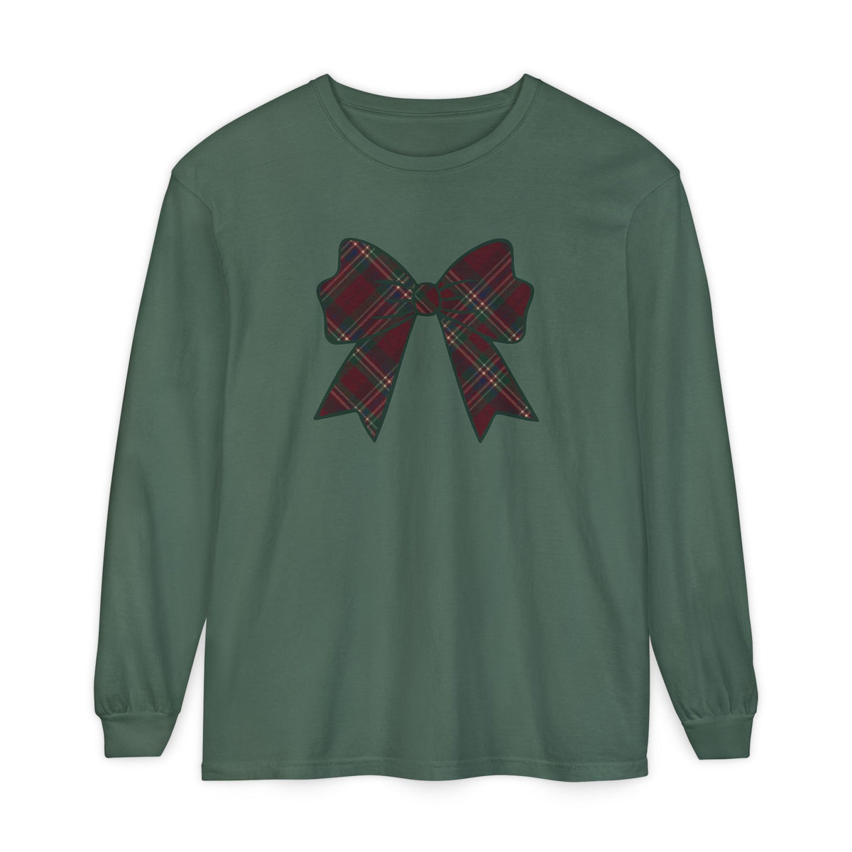 Holiday Bow Comfort Colors Long Sleeve T-Shirt