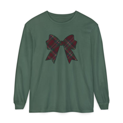 Holiday Bow Comfort Colors Long Sleeve T-Shirt