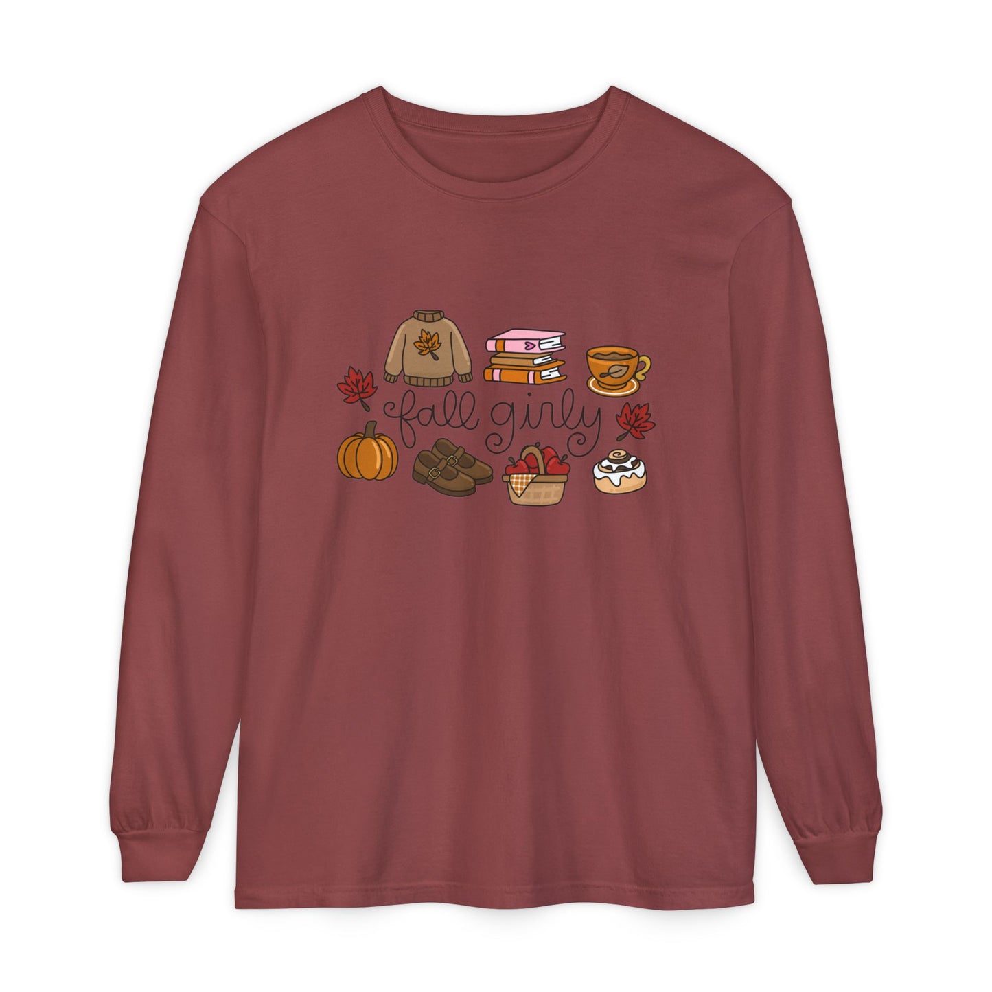 Fall Girly Comfort Colors Long Sleeve T-Shirt