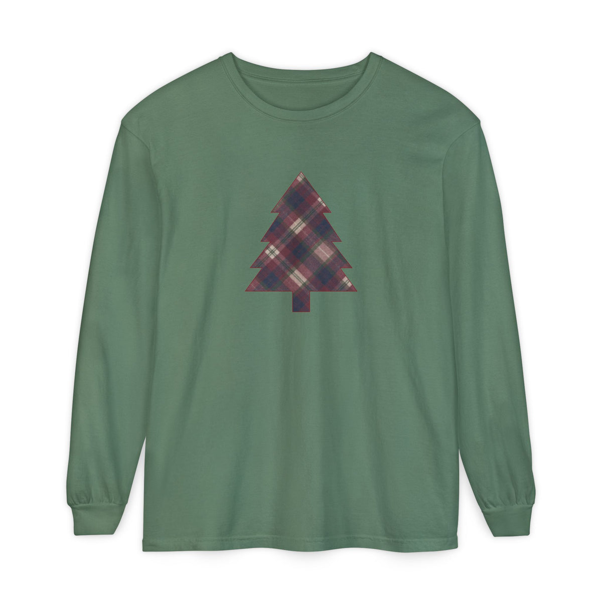 Cozy Plaid Tree Comfort Colors Long Sleeve T-Shirt