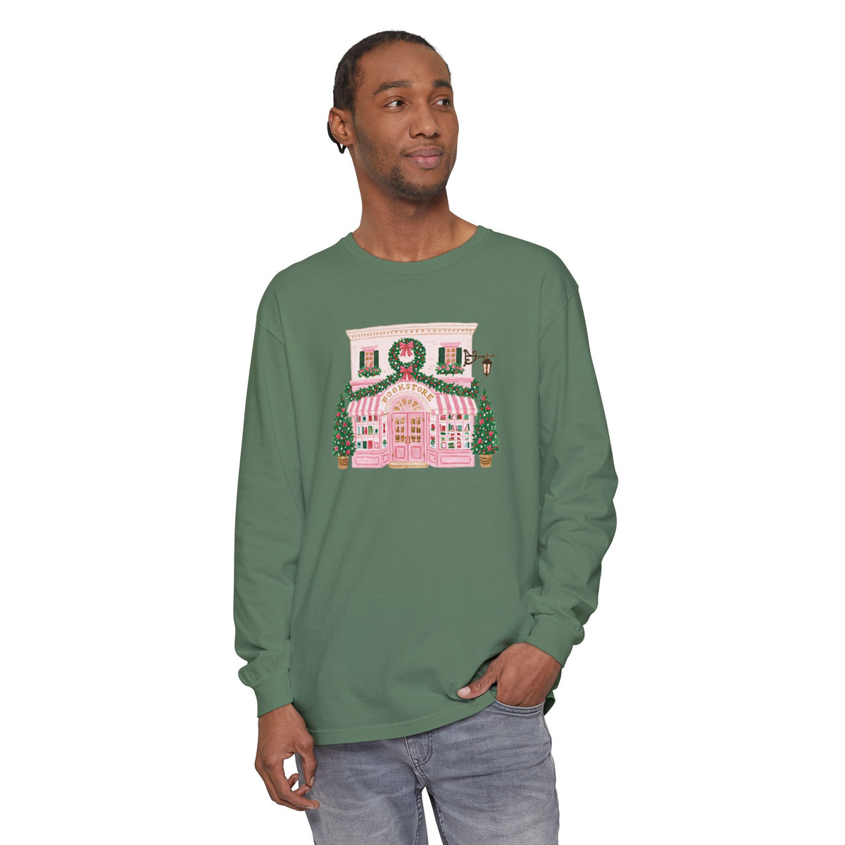 Pink Bookstore Comfort Colors Long Sleeve T-Shirt