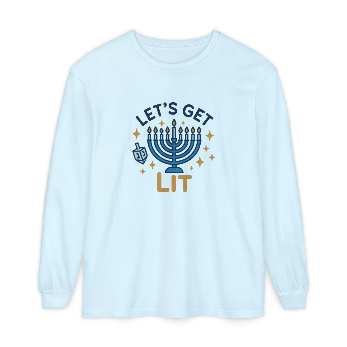 Hanukkah Lets Get Lit Comfort Colors Long Sleeve T-Shirt