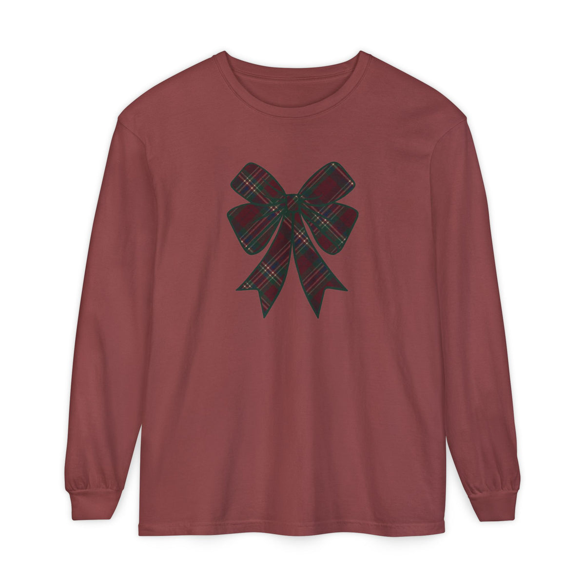 Christmas Bow Comfort Colors Long Sleeve T-Shirt