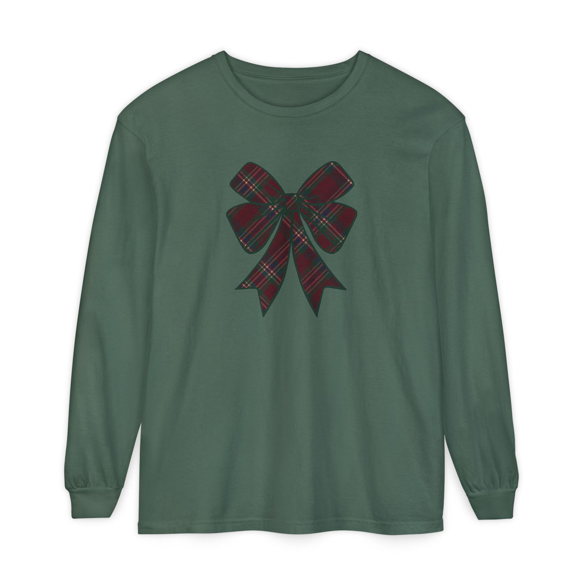 Christmas Bow Comfort Colors Long Sleeve T-Shirt