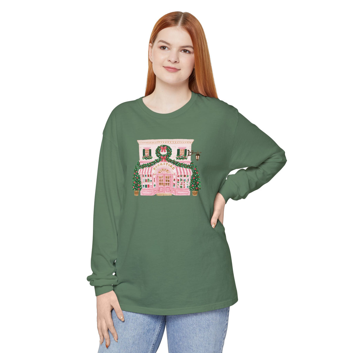 Pink Bookstore Comfort Colors Long Sleeve T-Shirt