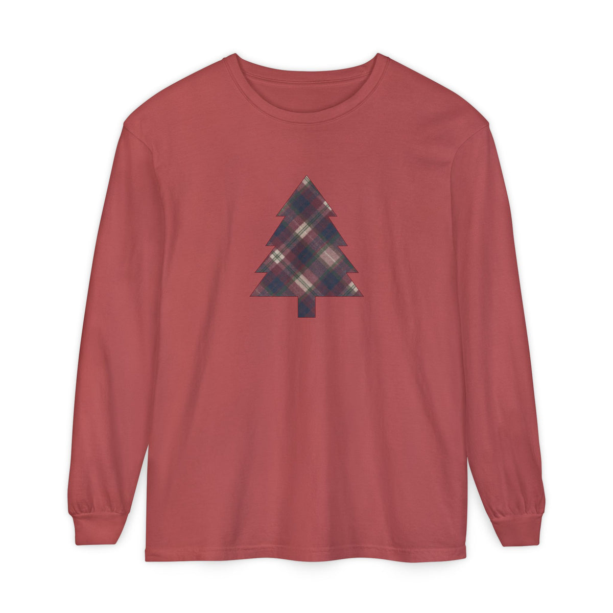 Cozy Plaid Tree Comfort Colors Long Sleeve T-Shirt