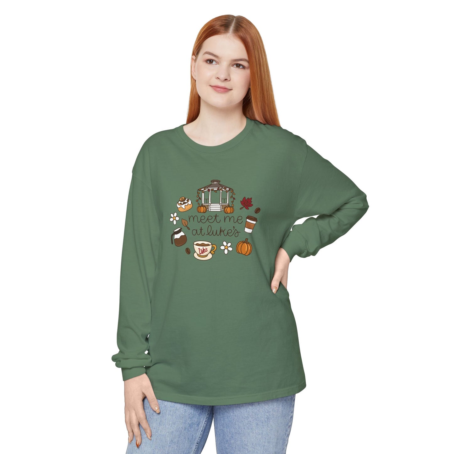 Meet me at Luke's Comfort Colors Garment-dyed Long Sleeve T-Shirt