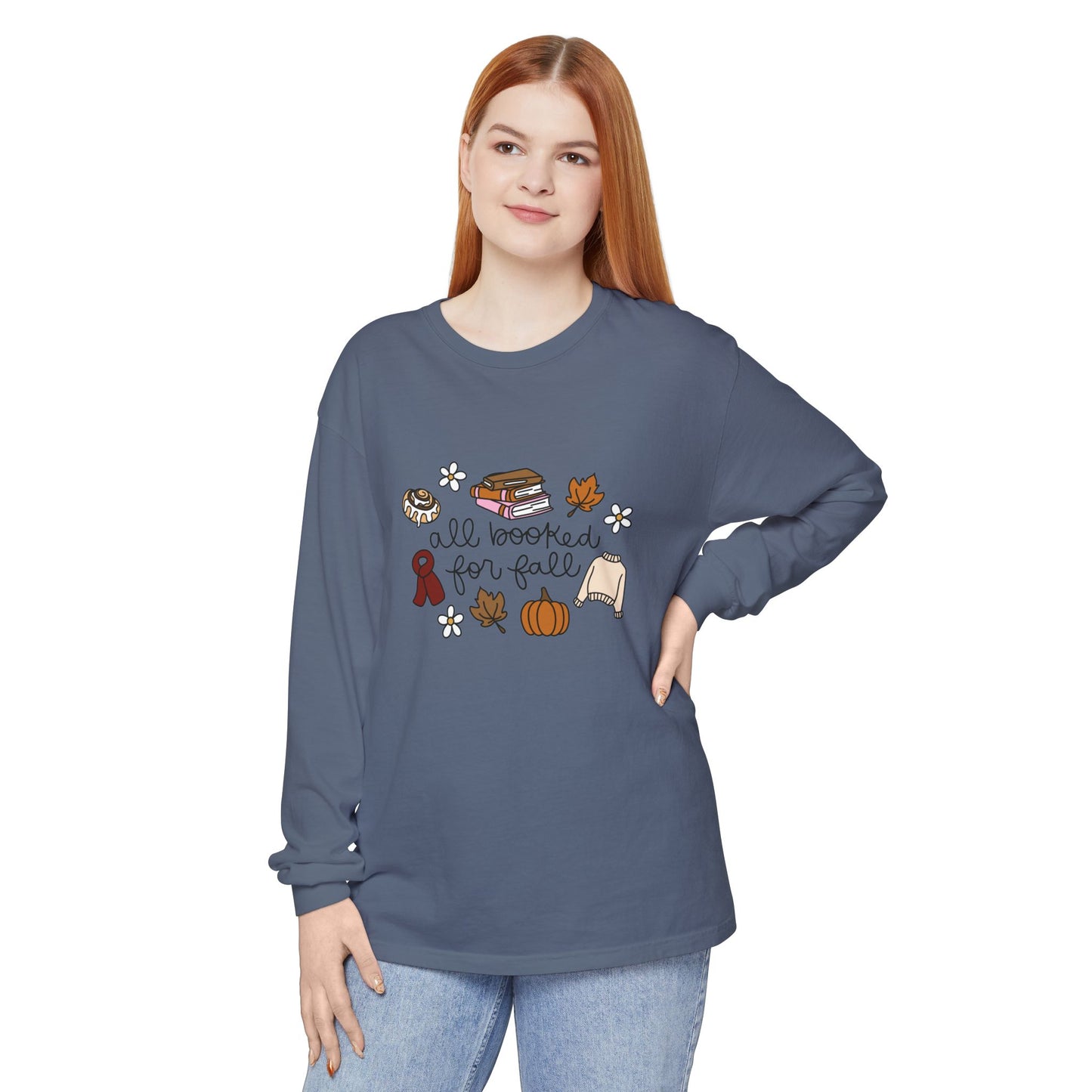 All Booked for Fall Comfort Colors Long Sleeve T-Shirt