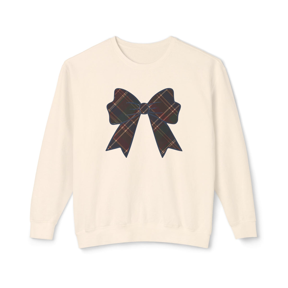 Plaid Bow Comfort Colors Lightweight Crewneck Sweatshirt