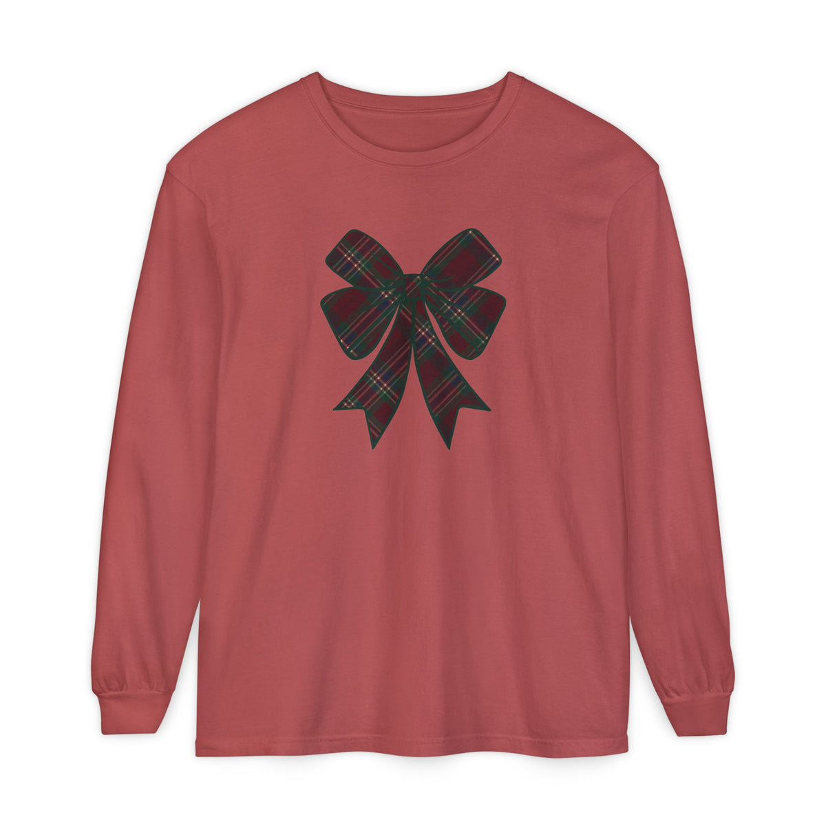 Christmas Bow Comfort Colors Long Sleeve T-Shirt