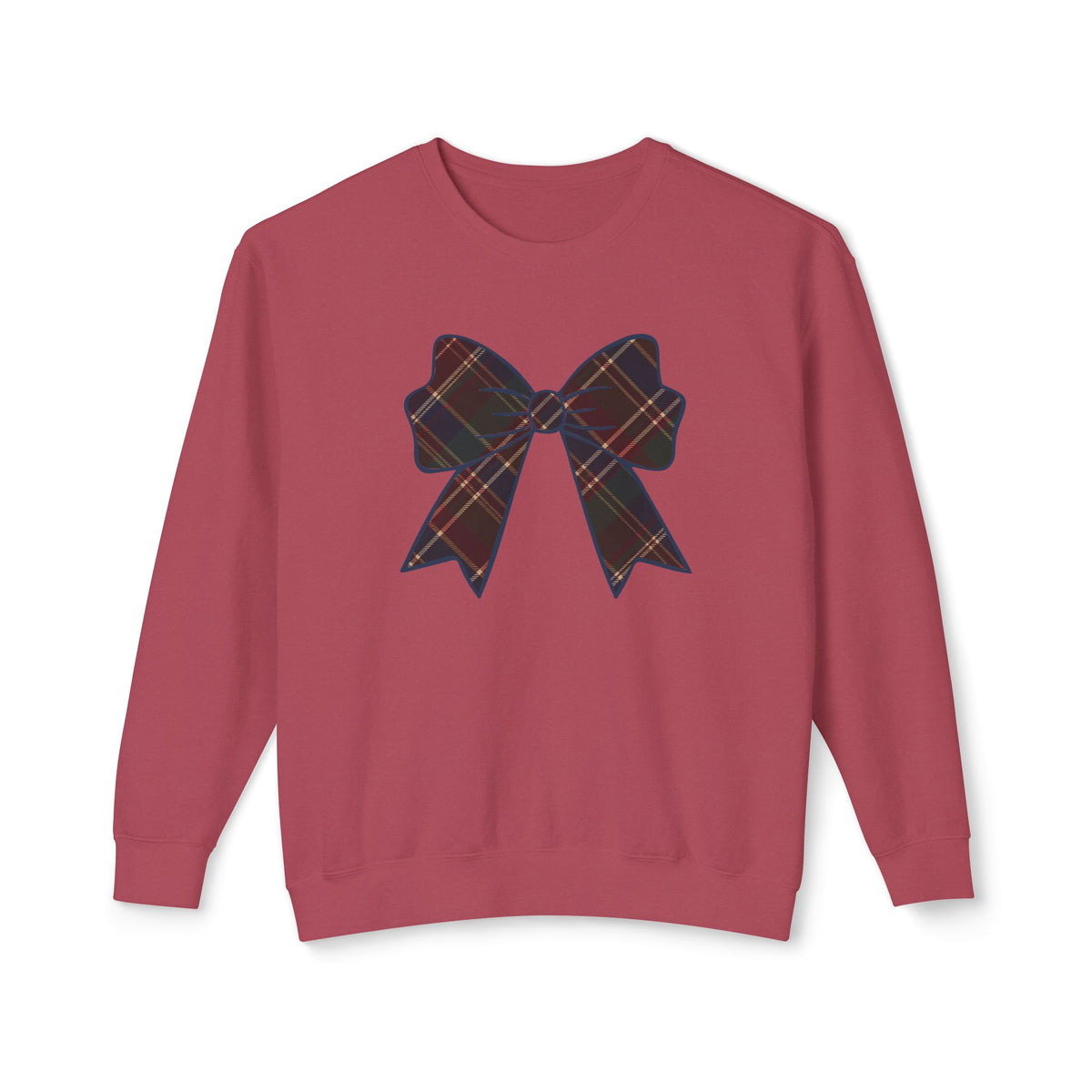 Plaid Bow Comfort Colors Lightweight Crewneck Sweatshirt