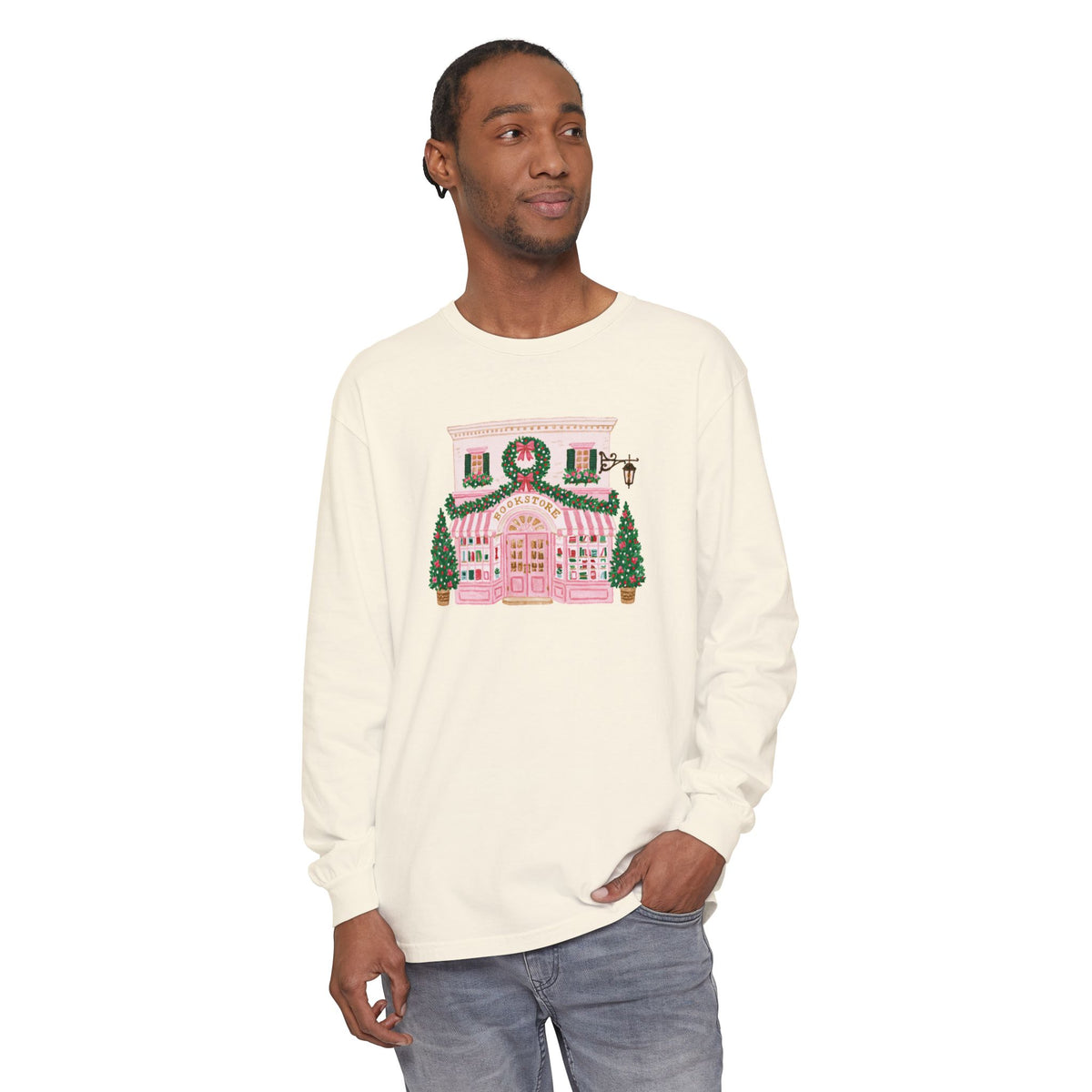 Pink Bookstore Comfort Colors Long Sleeve T-Shirt