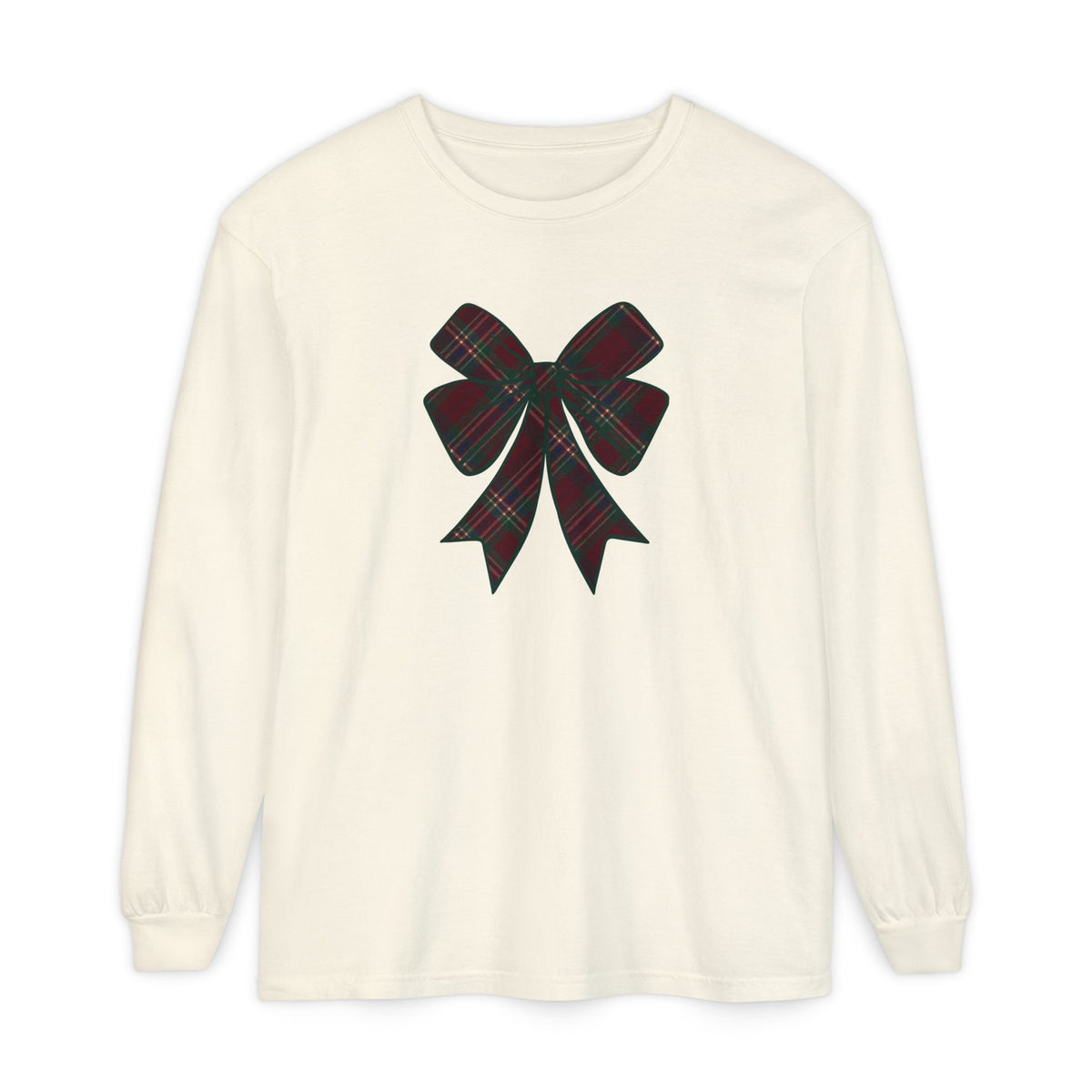 Christmas Bow Comfort Colors Long Sleeve T-Shirt