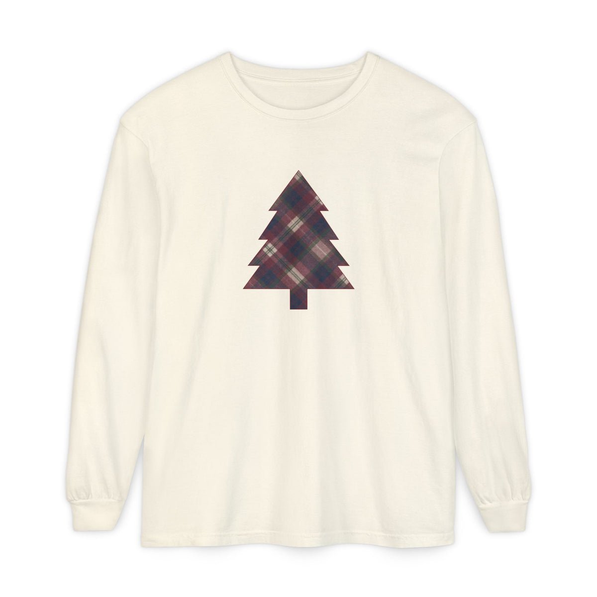 Cozy Plaid Tree Comfort Colors Long Sleeve T-Shirt