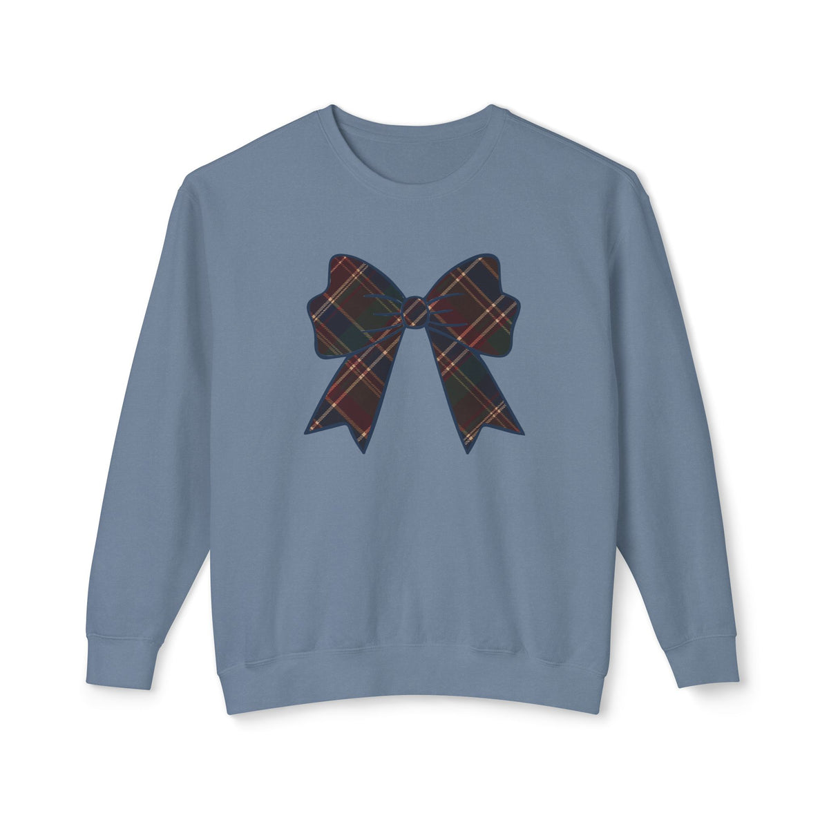 Plaid Bow Comfort Colors Lightweight Crewneck Sweatshirt