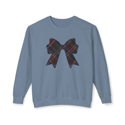Plaid Bow Comfort Colors Lightweight Crewneck Sweatshirt