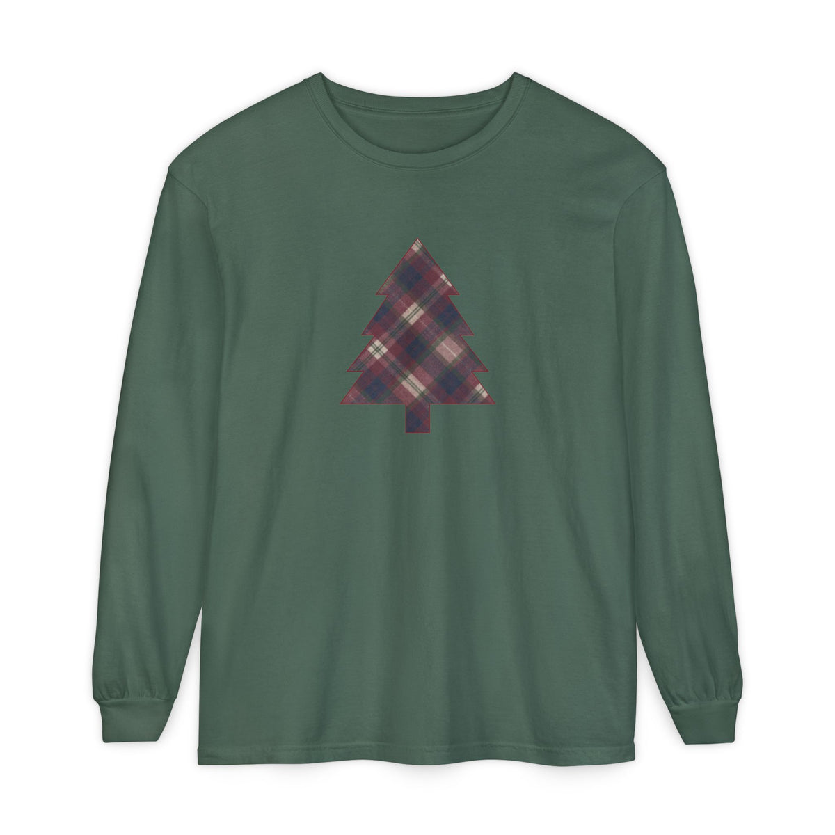 Cozy Plaid Tree Comfort Colors Long Sleeve T-Shirt