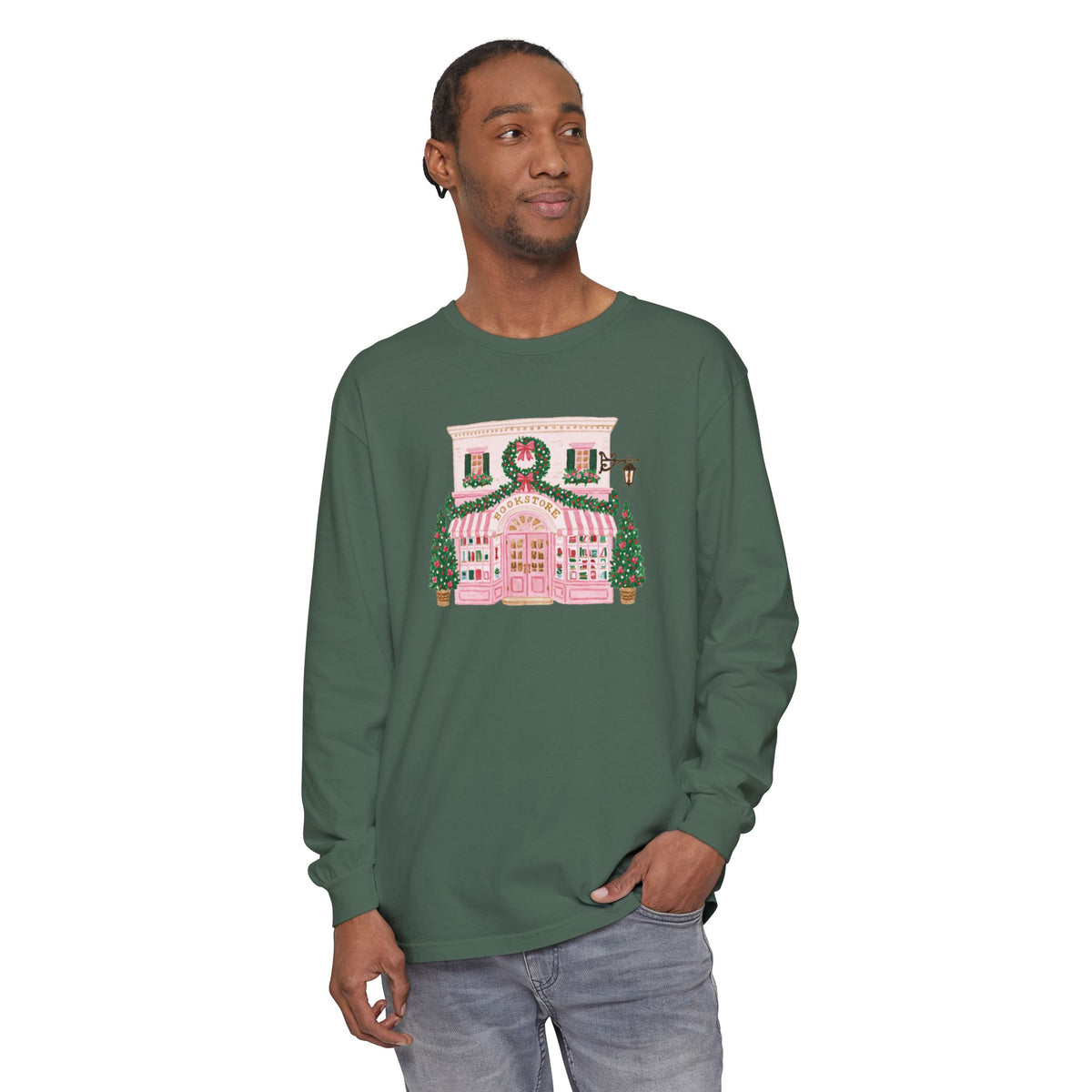 Pink Bookstore Comfort Colors Long Sleeve T-Shirt