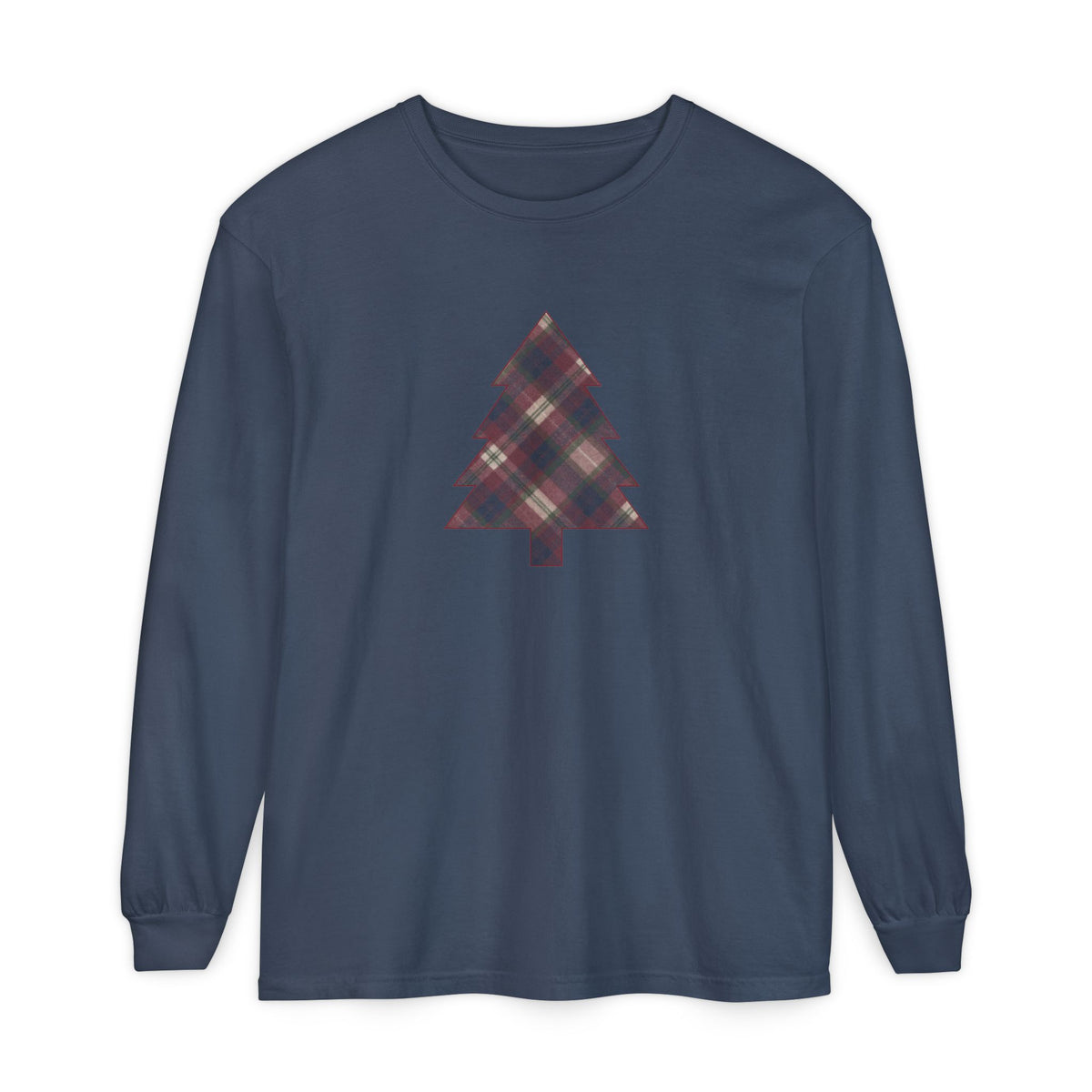 Cozy Plaid Tree Comfort Colors Long Sleeve T-Shirt