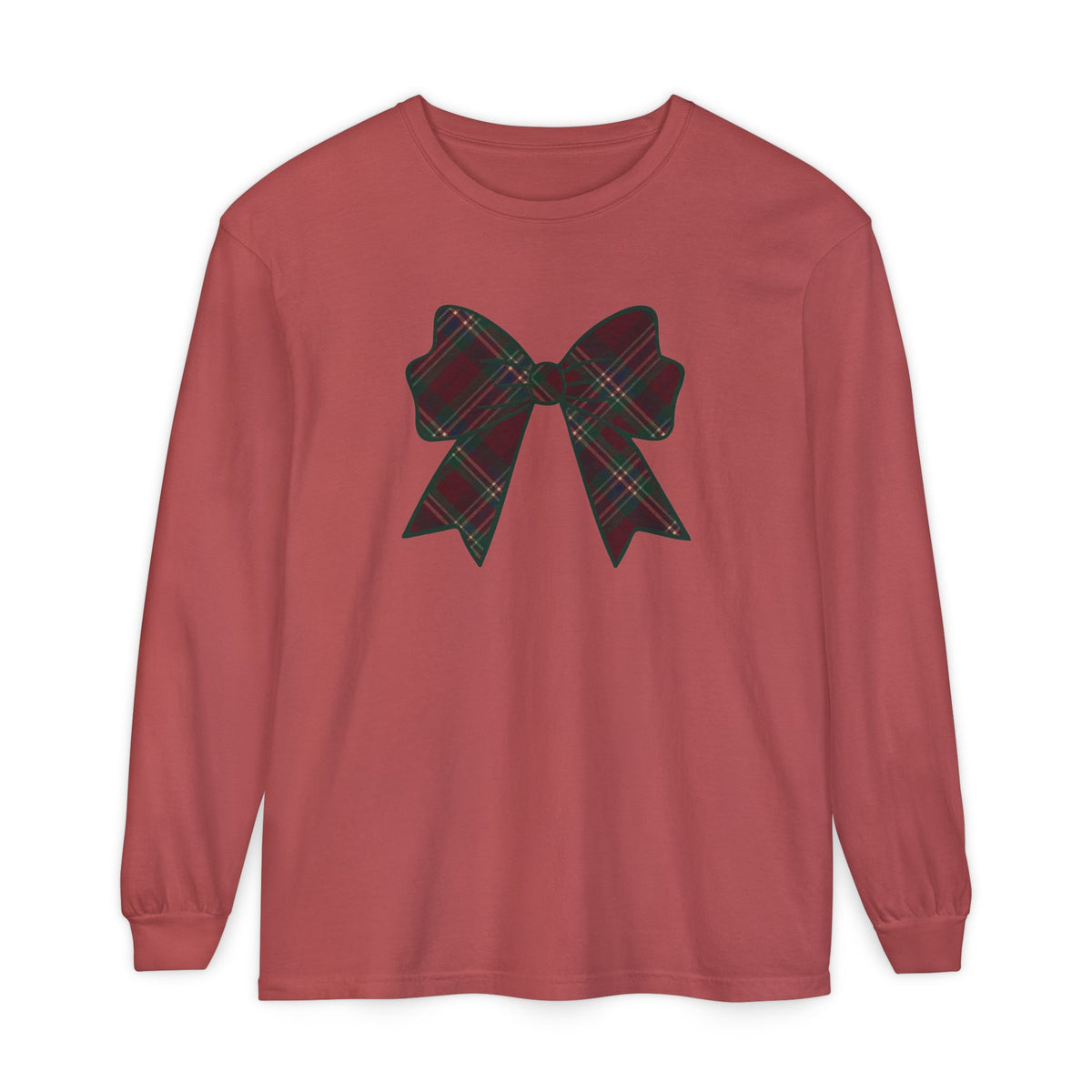 Holiday Bow Comfort Colors Long Sleeve T-Shirt