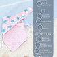 Pink bandana with turtle pattern on a sandy background with feature text overlay.