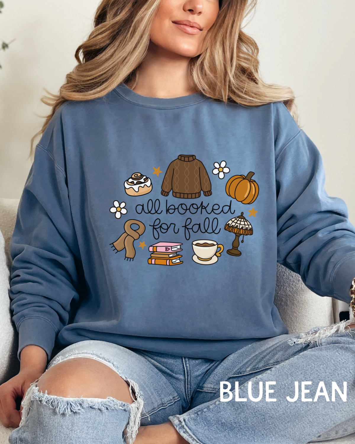 All Booked for Fall Comfort Colors Lightweight Crewneck Sweatshirt