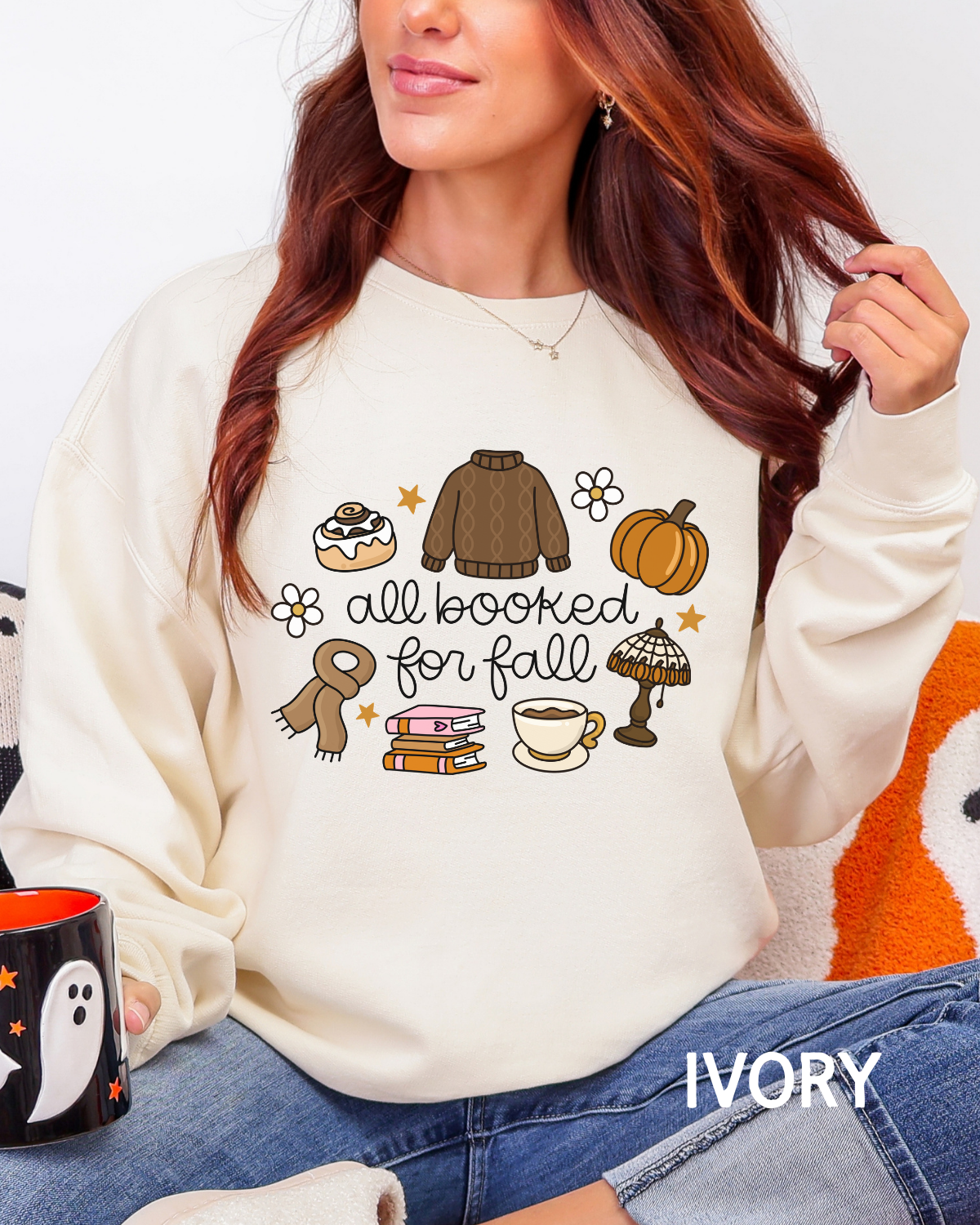 All Booked for Fall Comfort Colors Lightweight Crewneck Sweatshirt