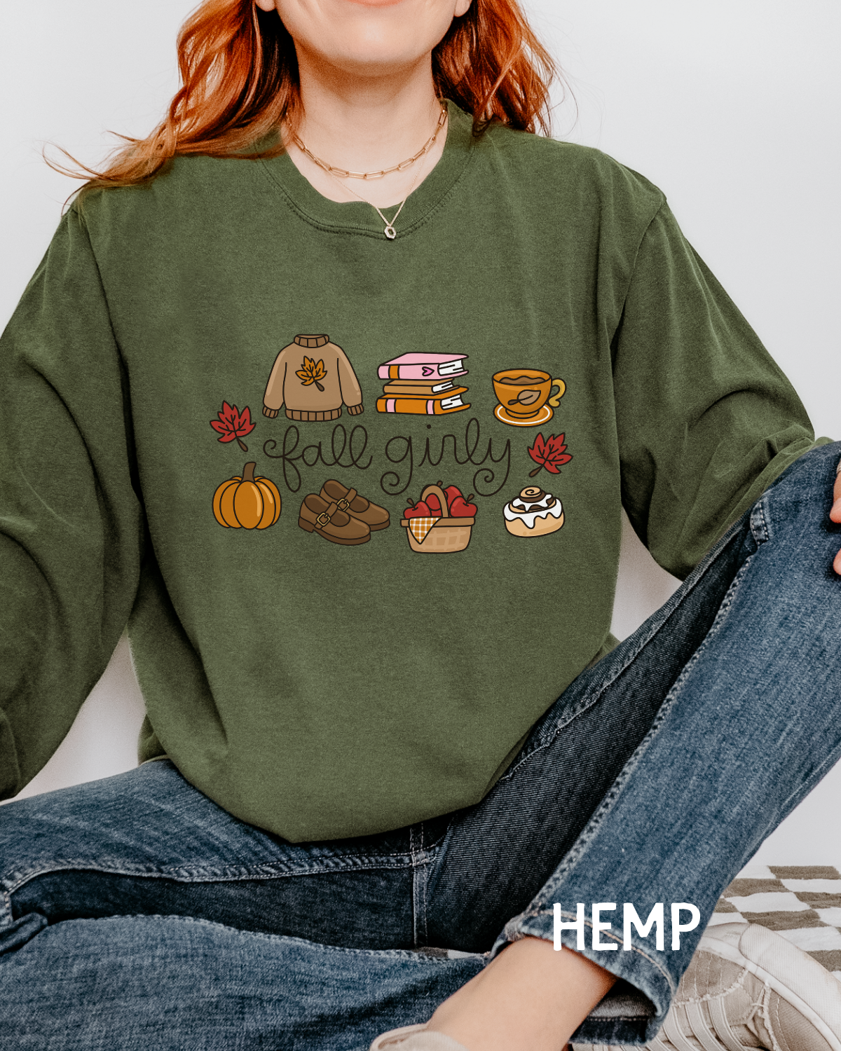 Fall Girly Comfort Colors Long Sleeve T-Shirt