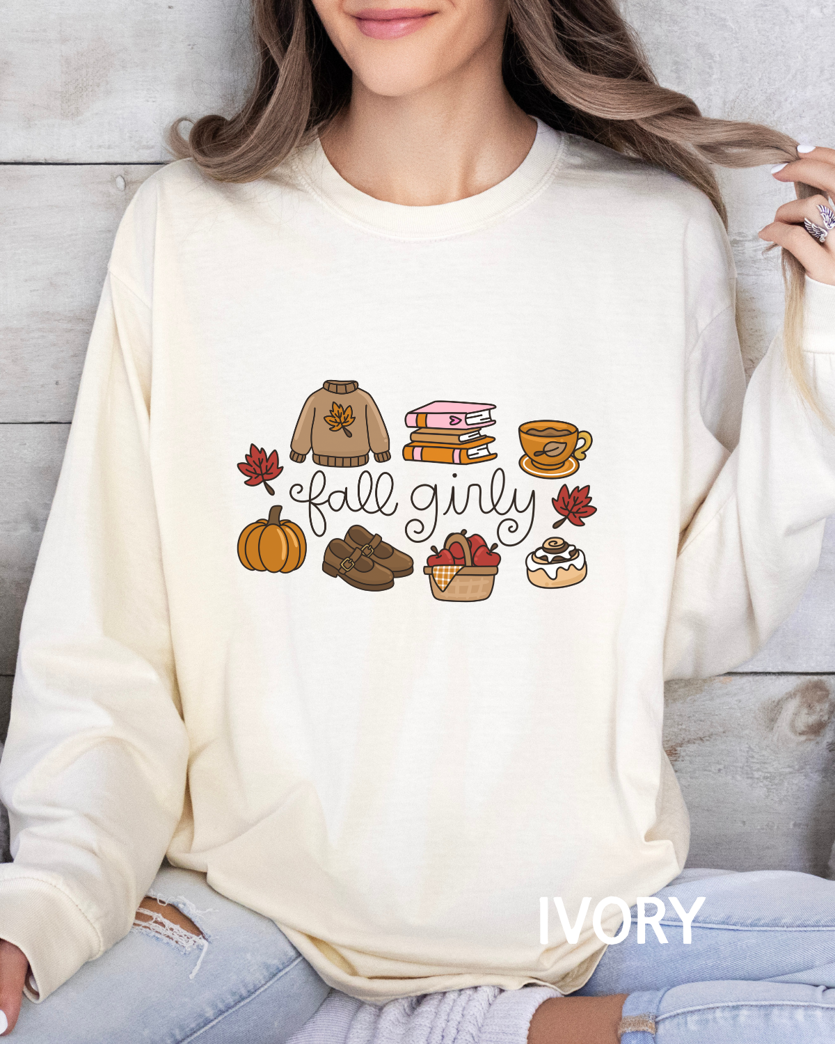 Fall Girly Comfort Colors Long Sleeve T-Shirt