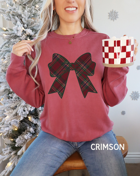 Holiday Bow Comfort Colors Long Sleeve T-Shirt